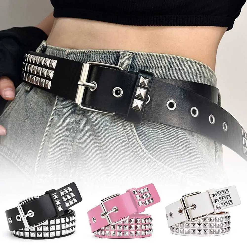 Fashion New Square Bead Rivet Belt Metal Pyramid Belt Men and Women Punk Hardware Jeans Belt Y2K Belt Designer Belt Women's Belt S261017F511