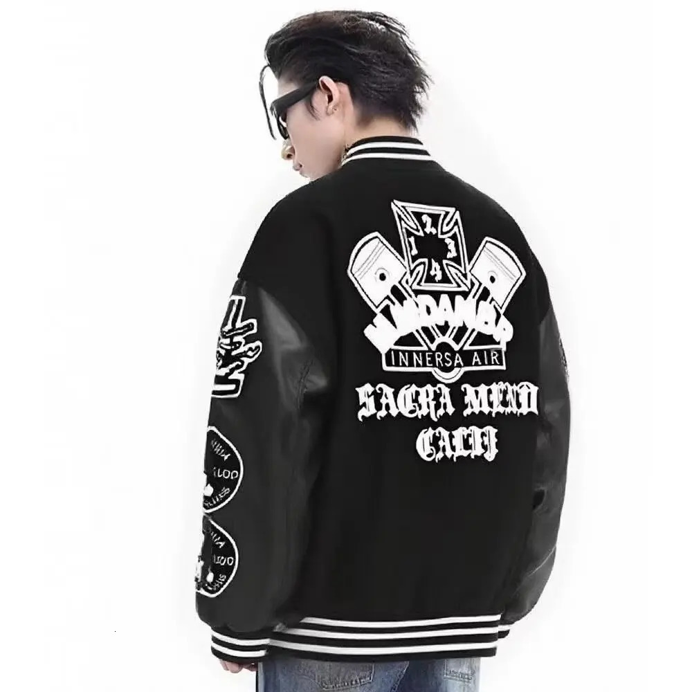 Mens Baseball Jacket Casual Splicing Embroidery Uniform Autumn Outdoor AntiWind Coat 261016