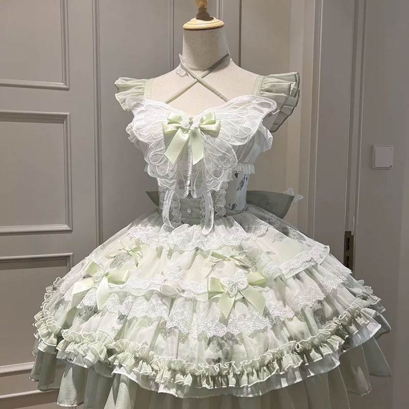 MEXZT Lolita Bow Mini Dress Women Kawaii Cutecore Party Lace Bandage Dresses Summer Y2K Japanese Harajuku Bodycon Vestidos New