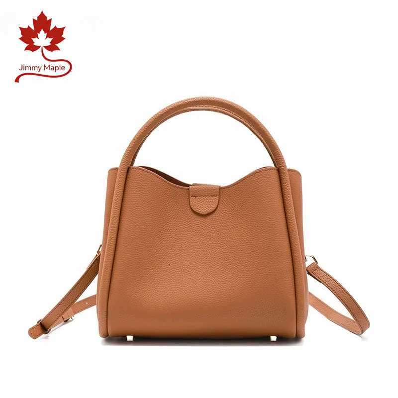 Evening Bags New Casual First Layer Cow Leather Bucket Tote Beige Attractive and Practical Women Handbag High Quality Shoulder Bag 2027 H261016