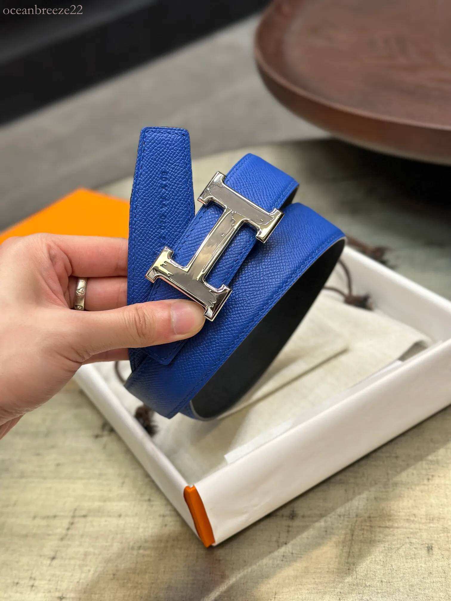 hness belt Designer Luxury Brand Top Cowhide Men's Belt H shaped Buckle Genuine Leather Automatic Buckle Men's Youth Simple And Fashionabl