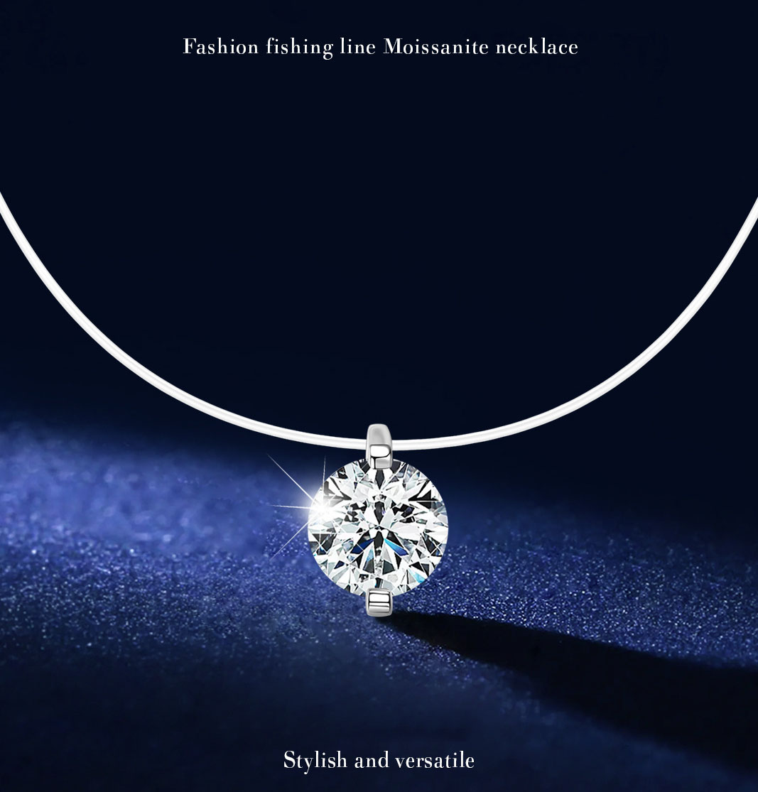 S925 silver necklace mermaid tears moissanite necklace designer for women collarbone chain invisible fishing line simple water droplet necklace desi