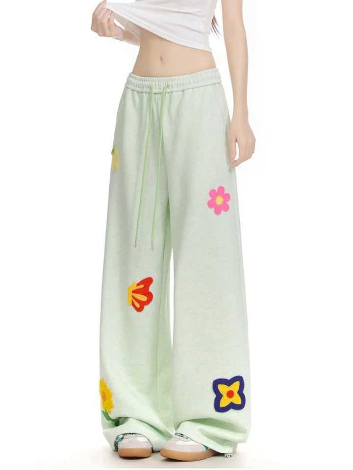 Retro Print Sweet Sweatpants Women Preppy Style Loose Embroidery Cute Pants Vintage Korean High Waist Female Casual Trousers New S26101644OE