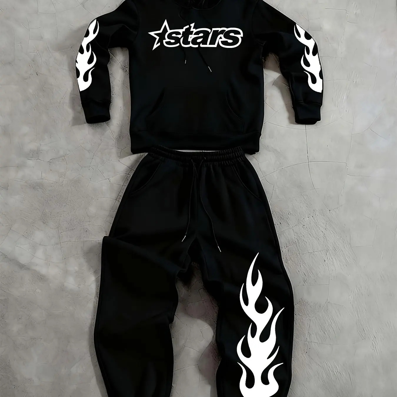 mens outfits Hooded Sweatshirt 2 Piece Set Casual Loose Sweatpants Suit Autumn Male Jogging Trousers Outfits Suits 261016