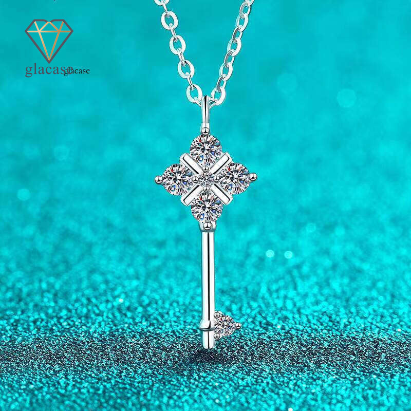 S Pure Sier Full Gold-Plated Stone Necklace for Women Key Creative Exquisite Pendant Simple and Delicate Daily Fashion