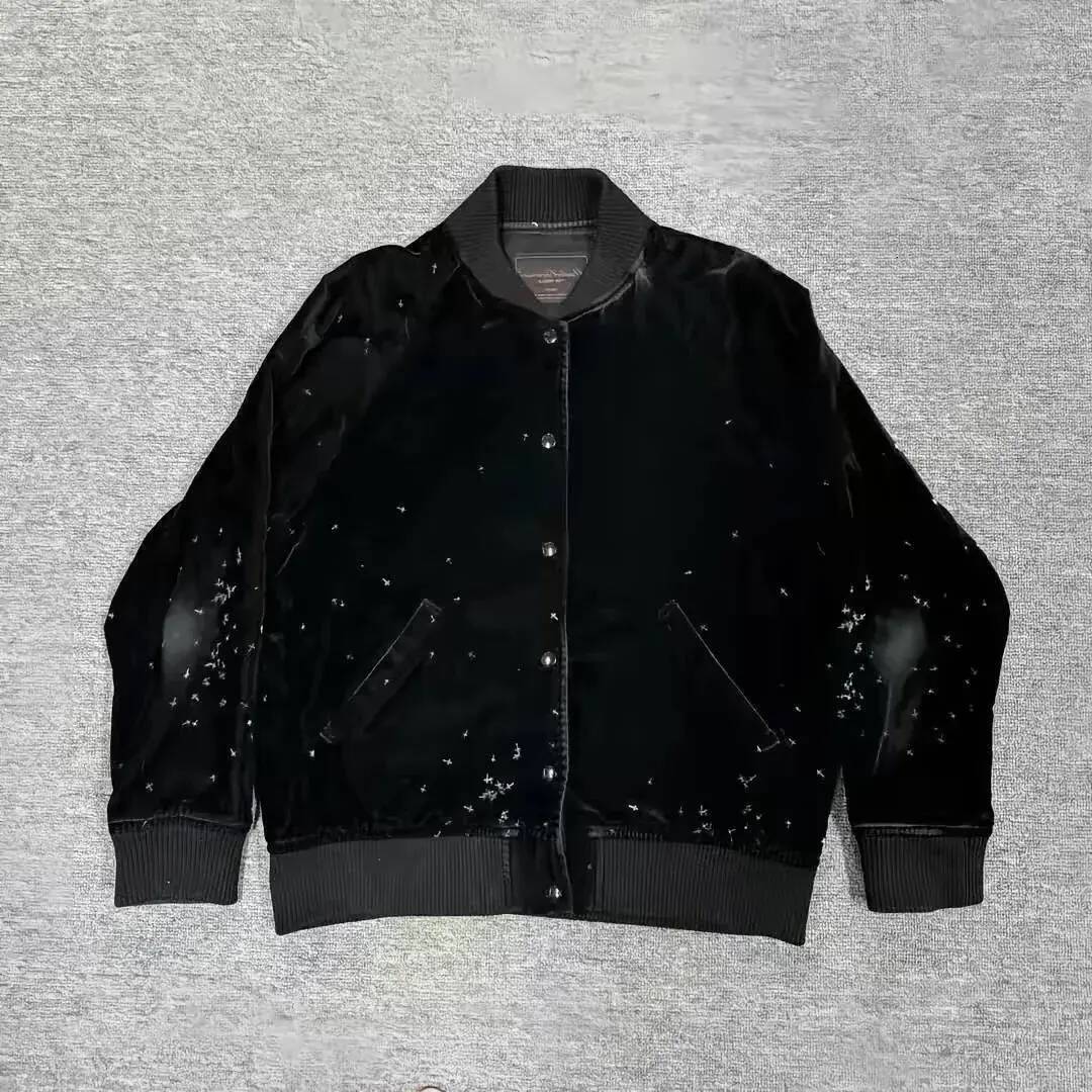 Men Short Jacket Outerwear Men Short Jacket Undercover 02Aw Velvet outerwear Bomber Witch Era Cross Pattern Cropped Cropped