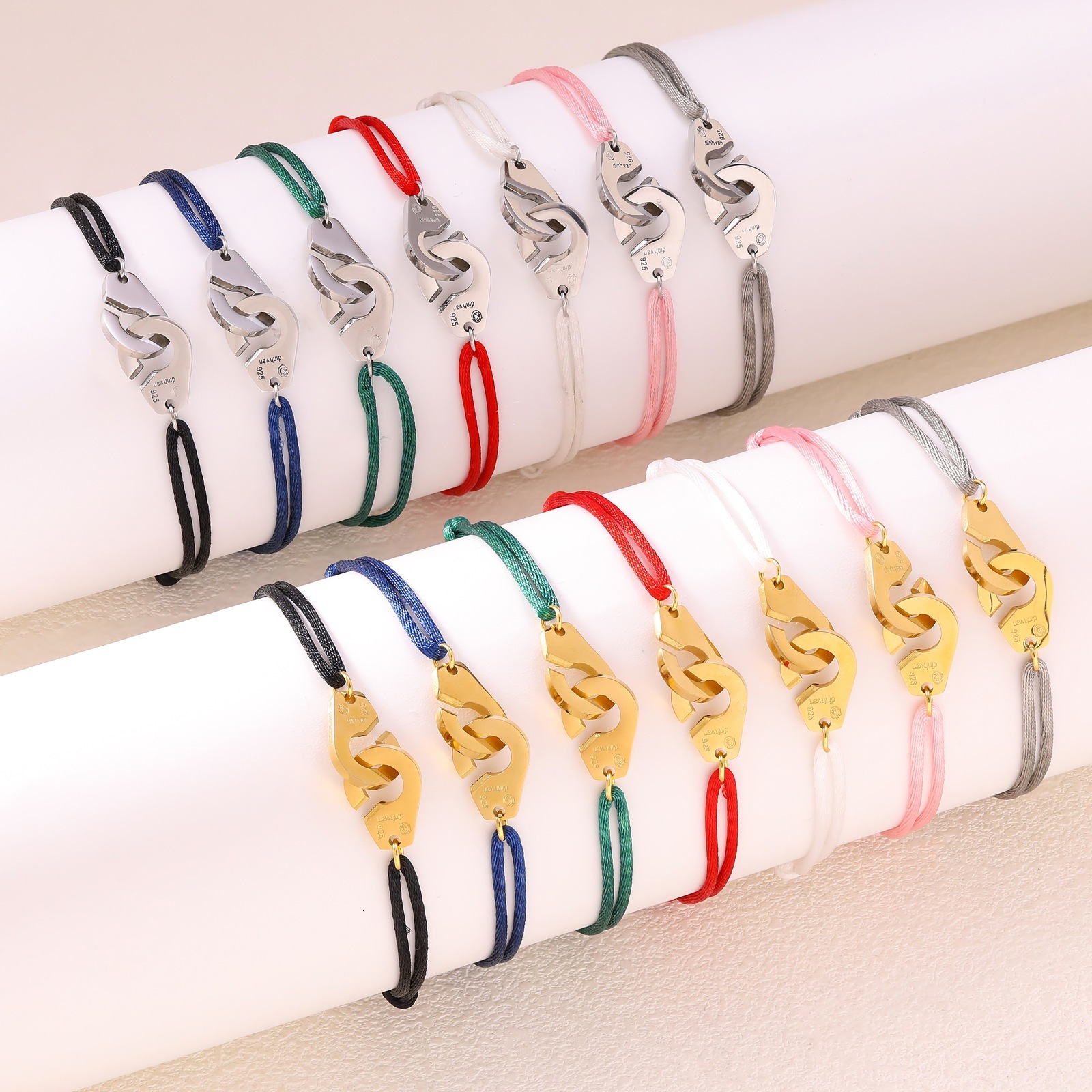 Adjustable Double Chain Buckle Rope Braided Bracelet Ins Style Simple Versatile 304 Stainless Steel Jewelry