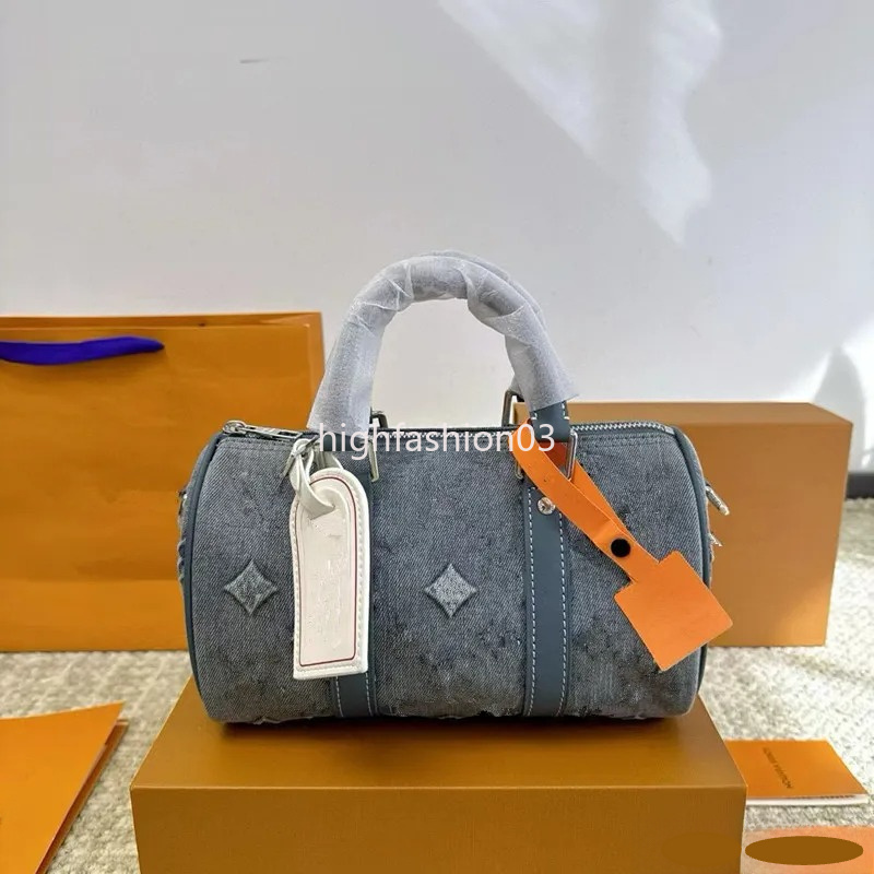 Fashion Boston Bag Top Quality Designer Pillow Bag Keepall Denim Shoulder Bag Women Tote Bag Blue Crossbody Bag Luxury Daily Bag Totes Flower Handba