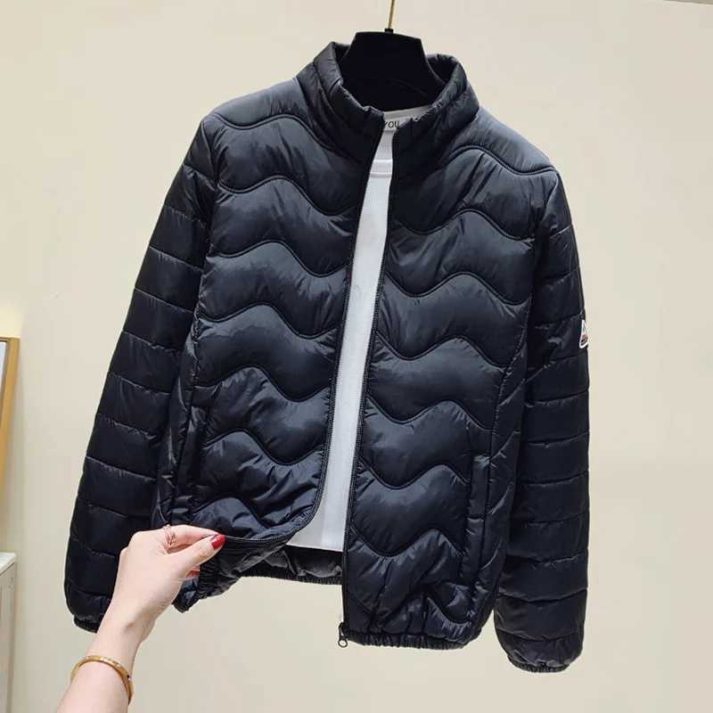 Women's Down Parkas Lightweight Stand Collar Down Cotton Coats Women Classic Zipper Up Long Sleeve Winter Parkas Woman Solid Warm Puffer Jacket