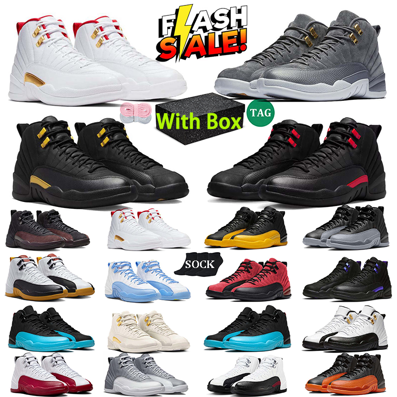 Designer basketball Shoes Sneakers Flu Game French Blue Brilliant Orange Wolf Grey 12S 12 Playoffs Royalty Taxi Utility Grind The Master Men Origina