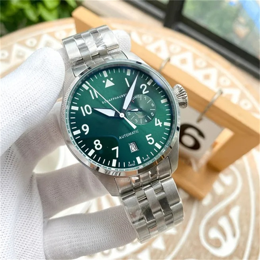 U1 Top AAA Luxury Big Classic PILOT'S Watches Le Prince Mechanical Automatic Day/Date Full Luminous Domed Leather Black Dial Hands Designer Mil
