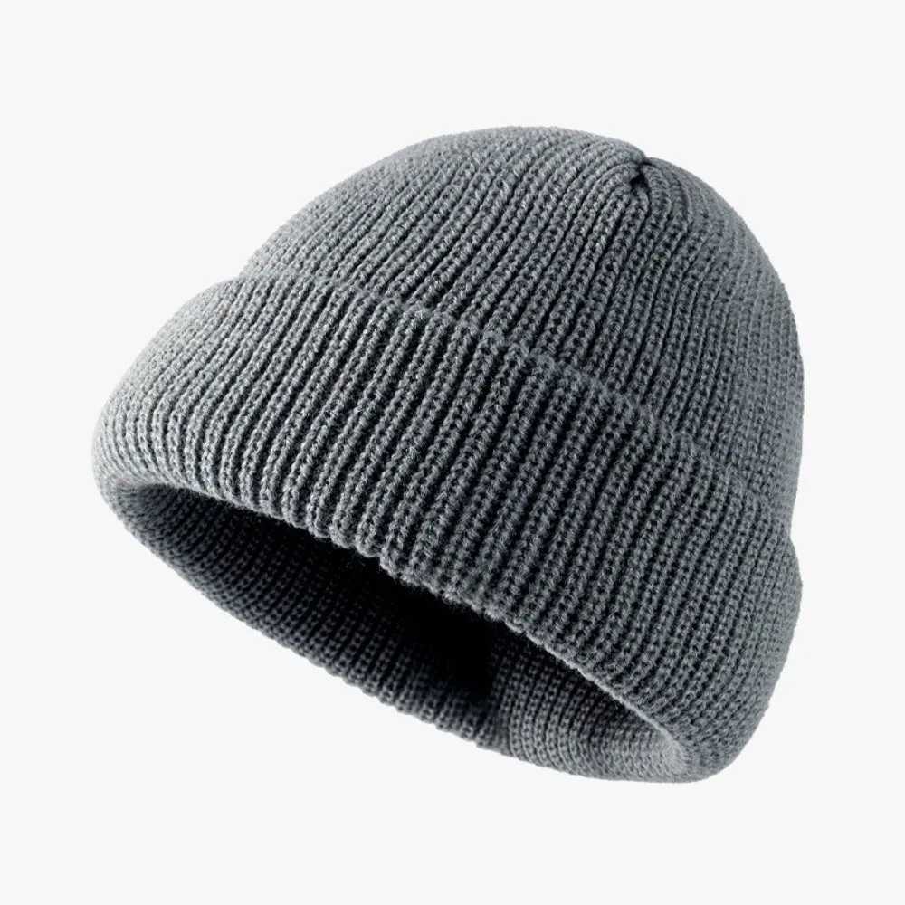 Beanie/Skull Caps Casual Elastic Knitted Woolen Cap Solid Color Thickened Ear Protection Hat Windproof Keep Warm Beanie Hat WinterT261017