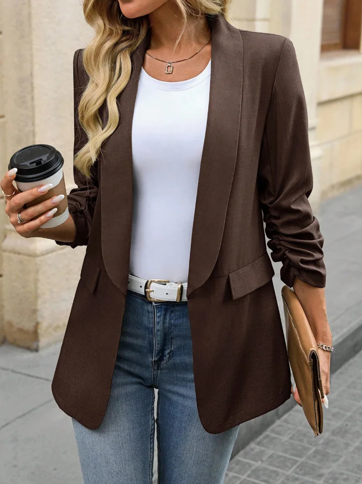 Women's LongSleeved Cardigan Blazer Office Jacket Travel Business Casual 261015
