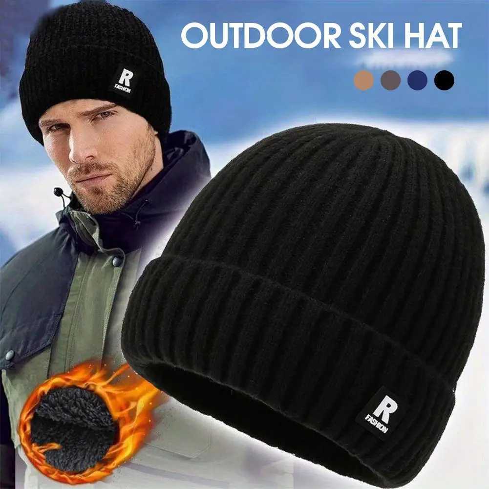 Winter Thick Beanie Hat With Flee Lined Winter Solid Knitted Wool Skull Cap For Outdoor Activities Daily Use For Men Women S261017D9VE