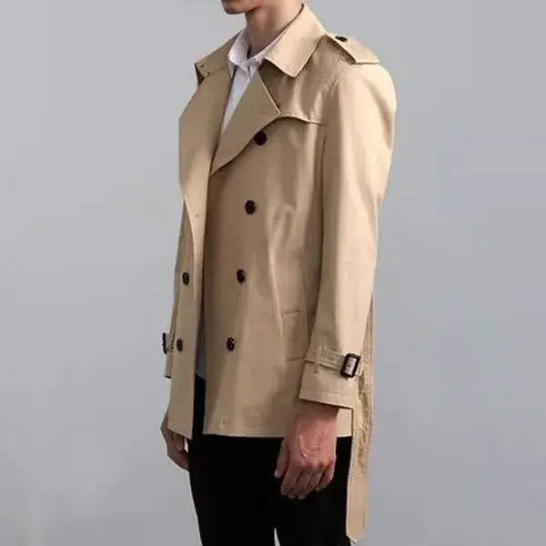 Men Long Trench Coat HOT Classic! Short Coats Fashion outerwear England Style High Quality Cotton Brands Design Double Breasted For Men/Men Spring J