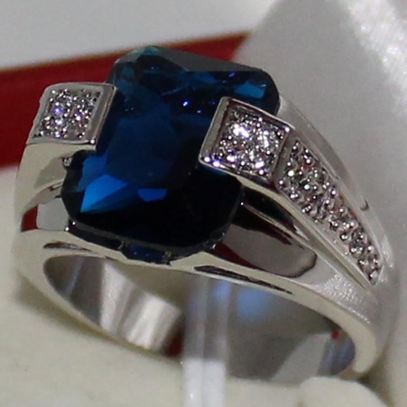 Huitan's Best-Selling New Exquisite Blue Ring With Embedded Zircon For Women, European And American Cross-Border Ring, Versatile Jewelry Wholes