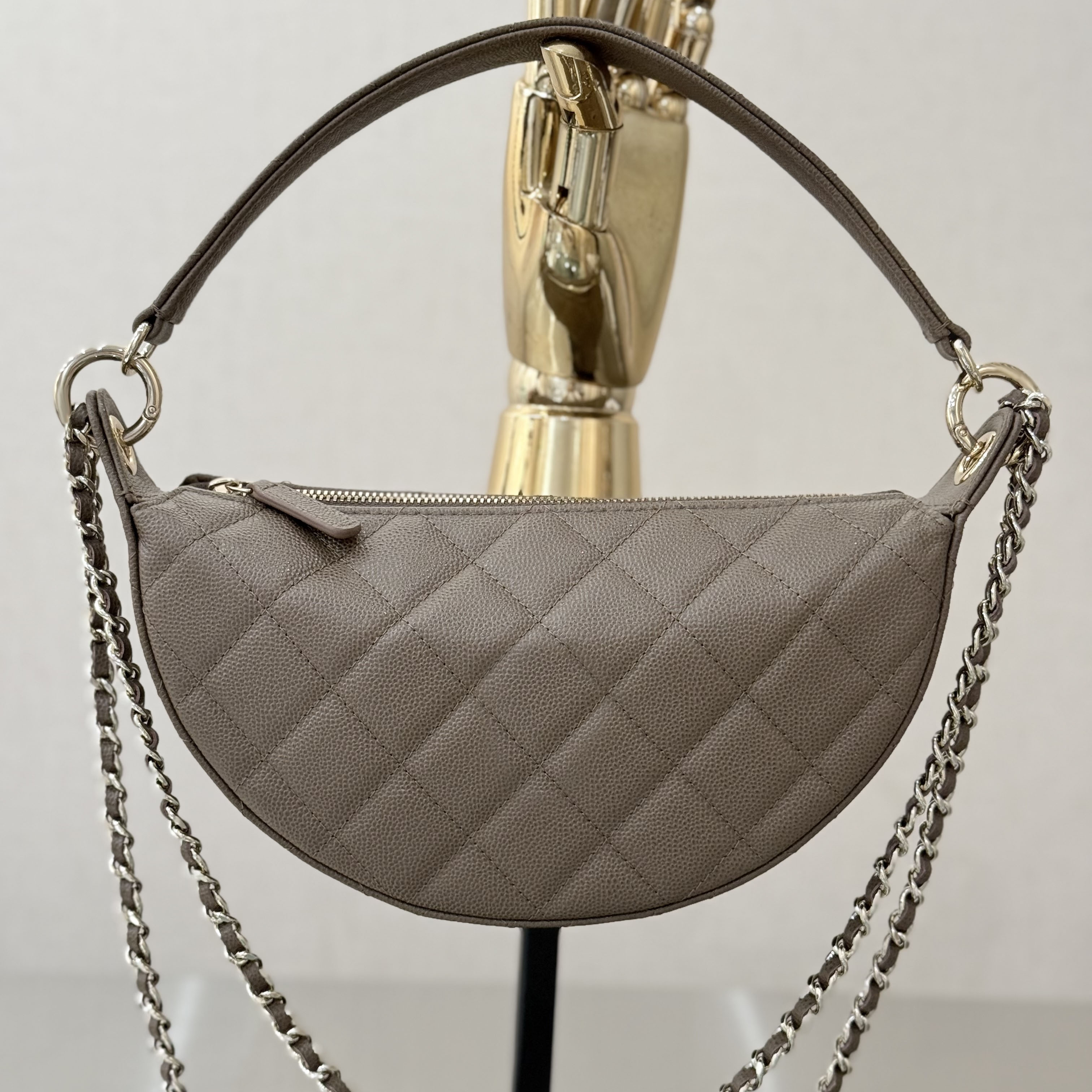 Designer Bag 26S Series Women Multiway Half Moon Handbag, Dual Chain Leather Top Handle Bag For Office, Evening Banquet & Daily Wear