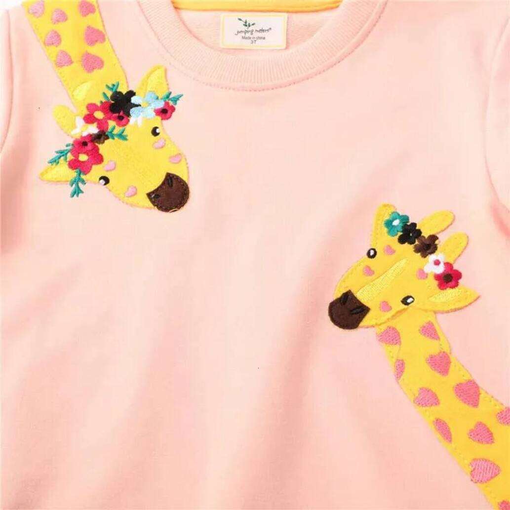 Girls Hoodie Jumping Meters Arrival Giraffe Applique Autumn Winter Childrens Girls Sweatshirts Cotton pullover Baby Clothes Toddler Kids Hooded Crew
