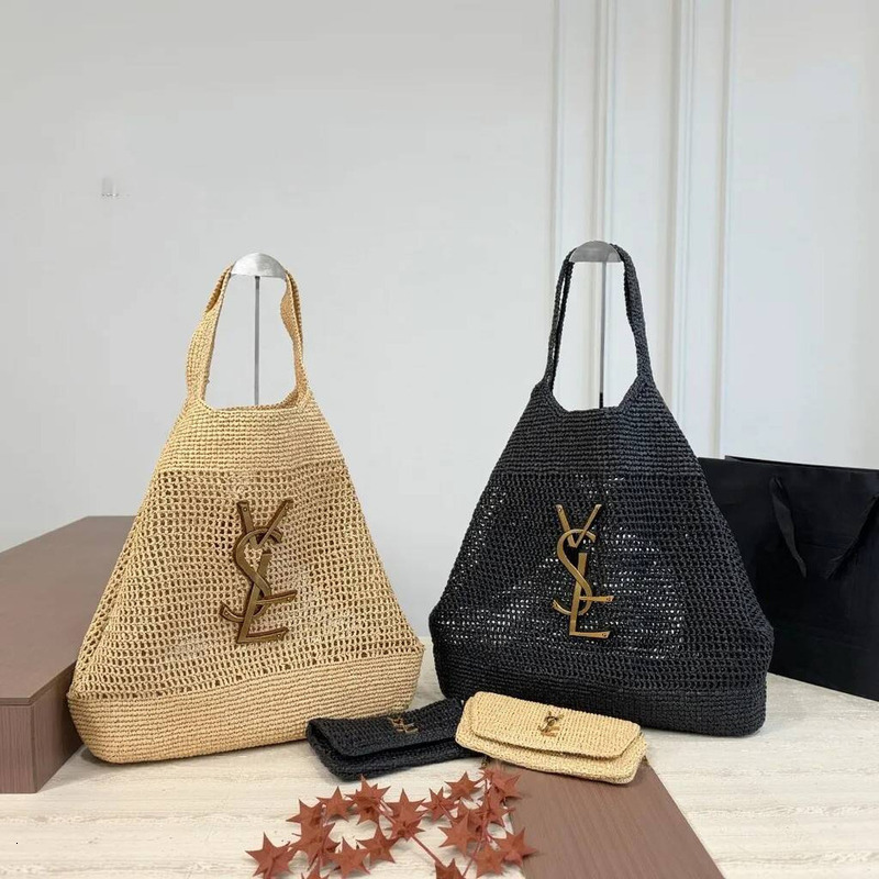 2026 Designer Women's Luxury Handbag Icera Maxi Bag Raffia Hand Embroidered Woven Underarm Bag High Quality Beach Large Capacity Shoulder Purse