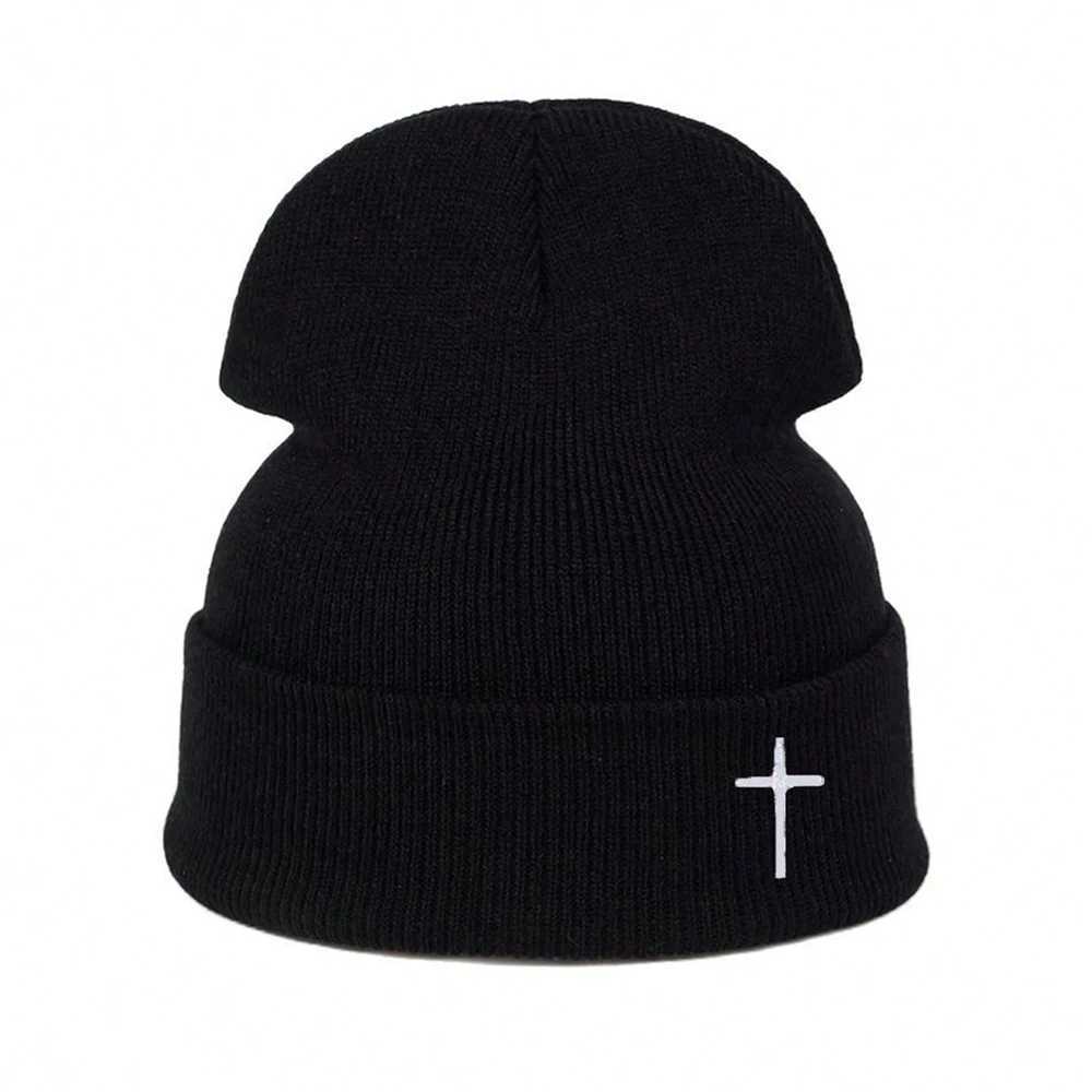 Beanie/Skull Caps 1pc Winter Hats Letter Beanie Woman Men Knitted Embroidery Cross KnittedHat Autumn Female Caps CapT261017