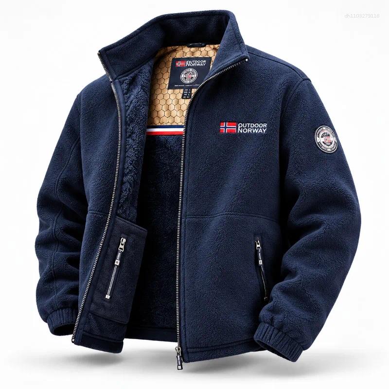 Men's Full Zip Fleece Jacket With Stand Collar And Multiple Pockets For Everyday Casual Wear Hiking Outdoor Travel