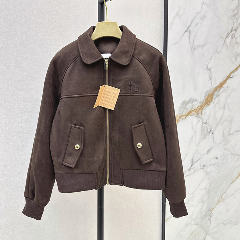 Street Style Women Cropped Jacket Vintage Lapel Collar Long Sleeve Zipper Up Designer Outwear Autumn Travel Vacation Elegant Chic Coat
