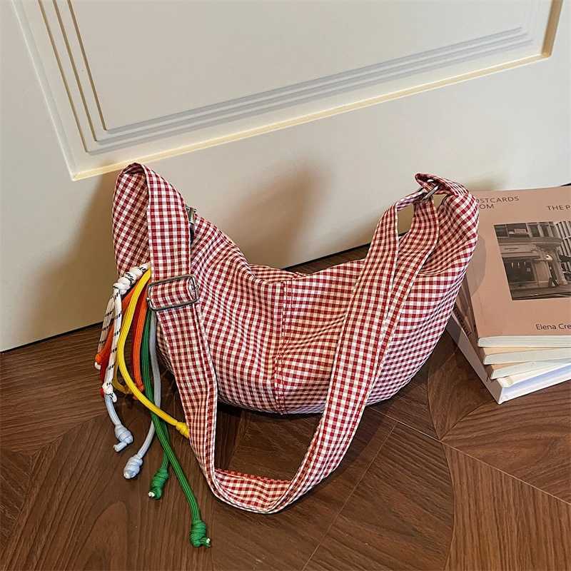 Shoulder Bags Microfiber Plaid Zipper Hobos Bags 2026 Spring/summer New Versatile Bags Daily Commute Fashion Portable Crossbody Bags H261016