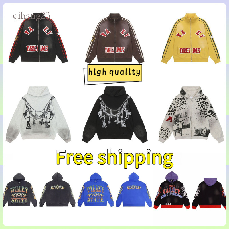 Vale Dream Hoodie Designer Looped Cotton Metal Zipper Letter Sticker With Retro American Street Suitable Daily Wear Retro Trendy Brand High Quality
