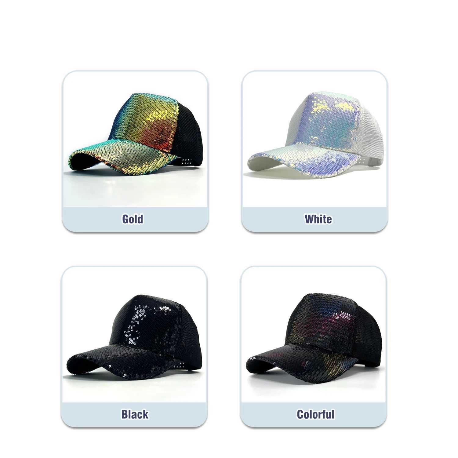 Unisex New Adjustable Fashion Baseball Cap With Shiny Sequins Rainbow Sequins Classic Men Women Outdoor Casual Sport Trucker Hat M261016