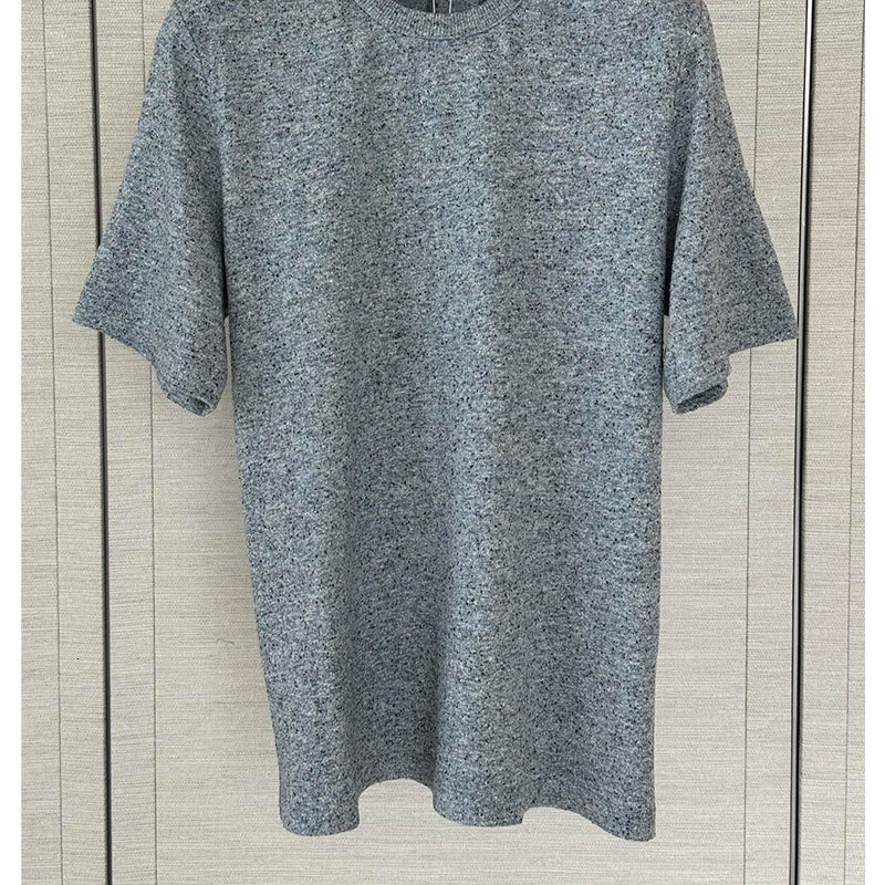 Ladies Fall New Heather Grey Knit Short Sleeve Top, Designer Luxury Classic Crewneck Shoulder Button Sweater, Wool Silk Blend Soft Chic Elegant Wear