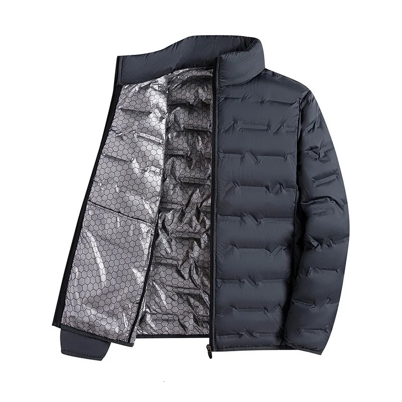 Graphene Self-heating Down Jacket Men Solid Windproof Pleated Down Jackets Stand Collar Classical Warm Winter Jackets Male 261016