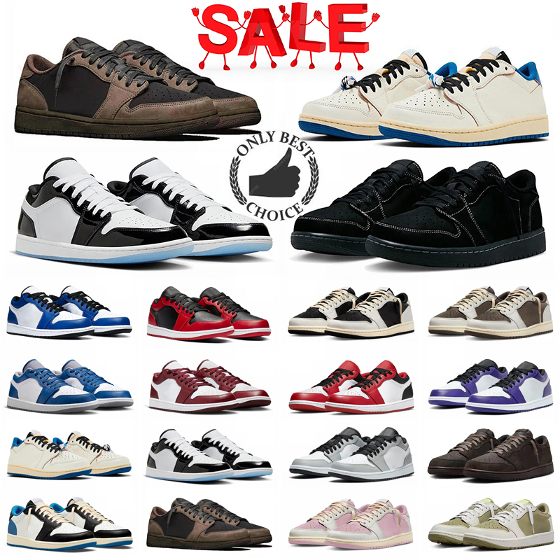 With box Designer Basketball black phantom shy pink reverse mocha travis scoots low 1 1s lows Sport Shoes sneakers size 36-47