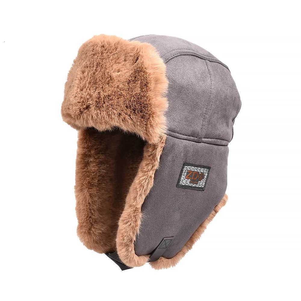 Trapper Hats New Bomber Hat Men Women Thick Warm Russian Ushanka Fur Hat Fashion Male Female Winter Hat Black Grey Earflap Ski Russian CapT261017