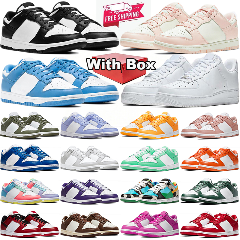 with box panda airforcr 1 running shoes designer black white womens mens trainers university blue brown unc pink outdoor sports sneakers airforces1s