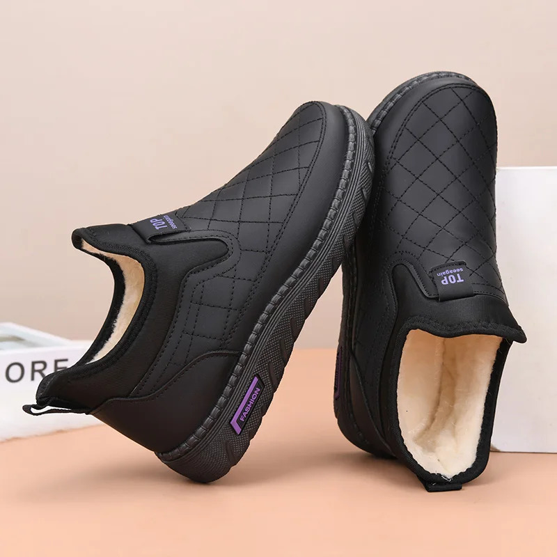 Winter Women's Shoes Fleece-Lined Warm and Comfortable Short Boots Fashionable Casual Mom Shoes Soft Surface Soft Sole Flat Snow Boots 261017