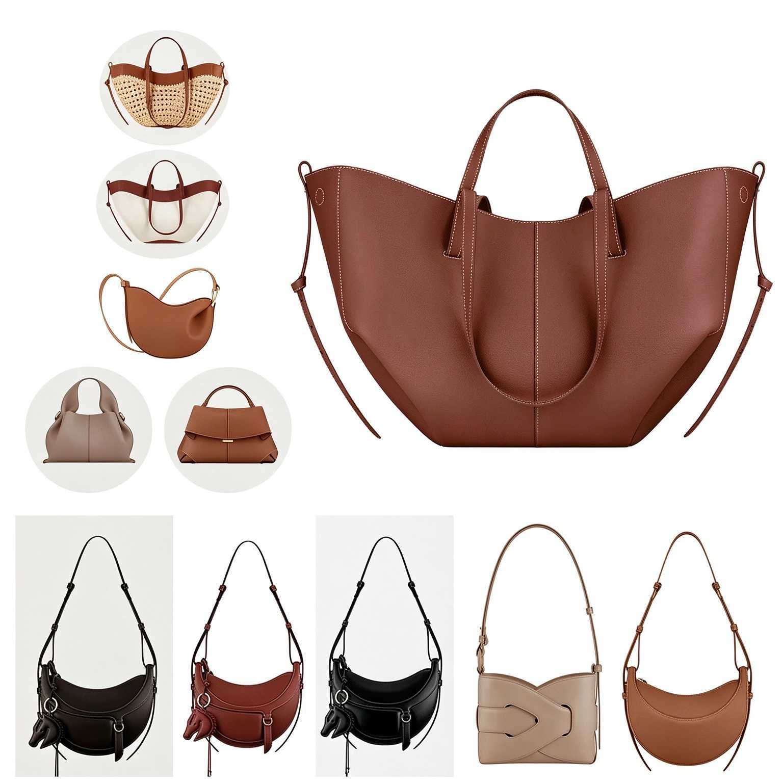 Luxury Women handbag Camel Numero Un Nano Ma Tote Bag Cross Body Bags Designer Le Cyme Mini Tonca Textured Duo Bag for Lady Handbag Leather Bag Half
