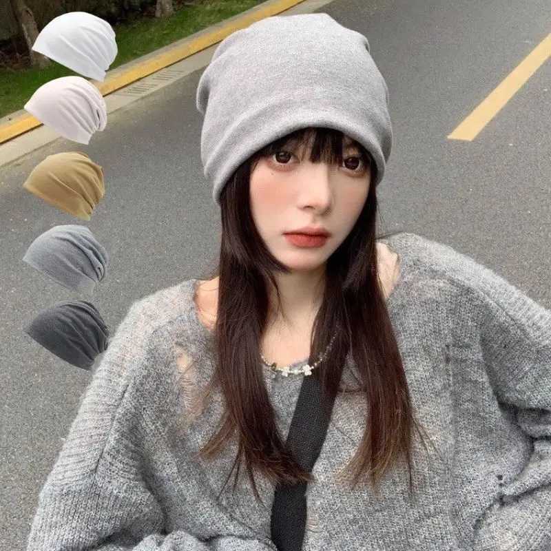 Beanie/Skull Caps Y2K Oversized Slouchy Beanie Lightweight Stretch Soft Head Wrap Breathable Thin Skull Cap Women Men Casual Travel Turban HatT26101