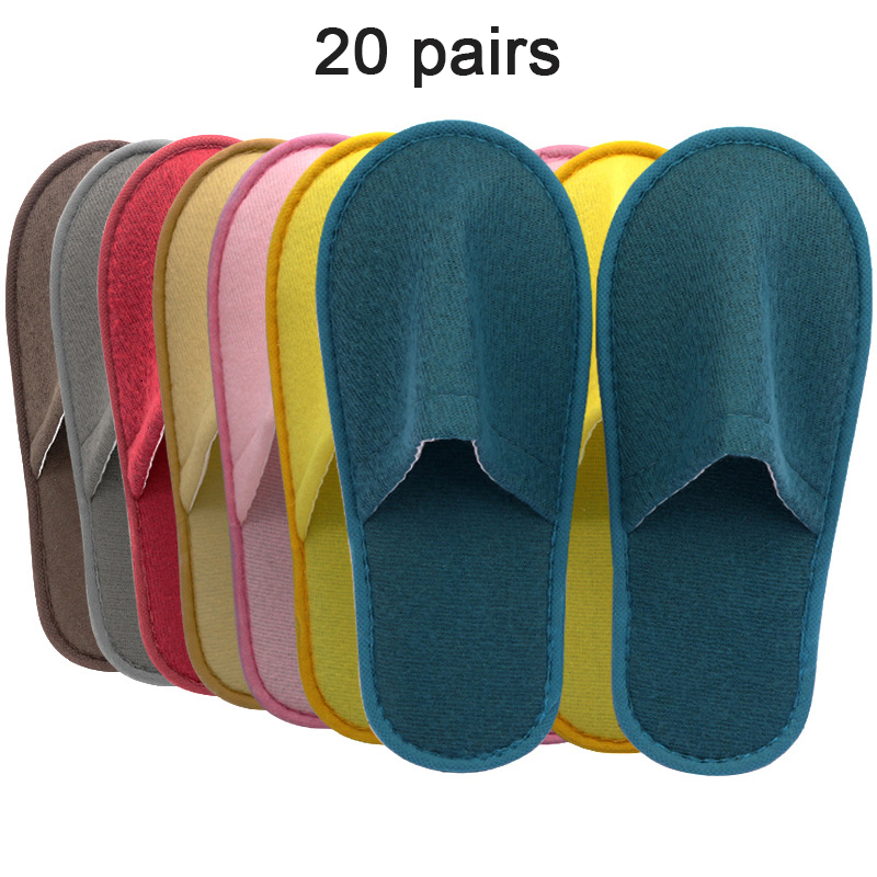 20 Pairs Disposable Women Men Non-slip Hotel Slides Cotton Linen House Guest Flip Flop Wedding Shoes Travel Slippers ddmykukumalu