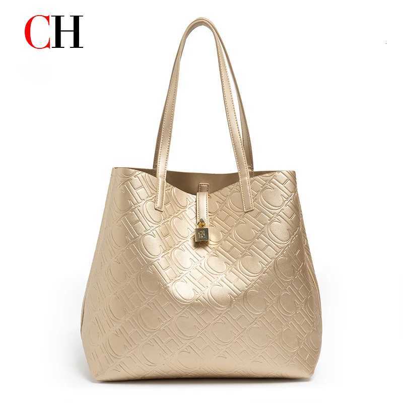 Evening Bags CH Tote Handbag For Women Large Capacity Work Shoulder Bag Elegant Golden Shopping Shoulder Purse H261016