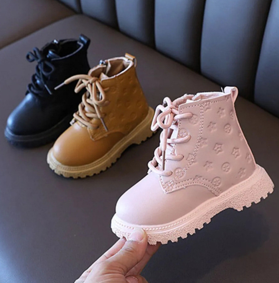 Kids Girl Winter Snow Boots High Top Kids Shoes 2025 Fashion Child Boot Boy Leather Shoes Waterproof Ankle Boots Warm Girl Boot Infant Sizes 21-30 A