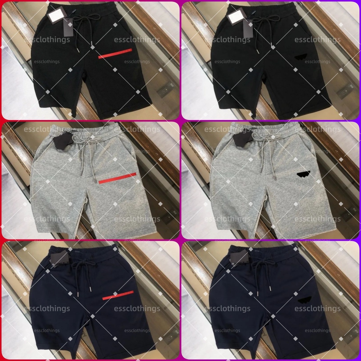 Designer Mens Casual Sweat Shorts Elastic Waist Drawstring Short Pants Red Stripe Decoration Summer Fashion Sports Jogger Shorts Side Pockets