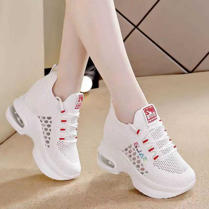 Casual Shoes Breathable Thick Bottom Comfortable Women's Sneakers 2024 New Womens Lace Up Wedge Shoes Versatile Female Shoes H261016