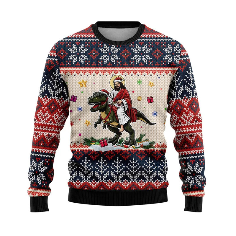 Christmas Jesus Graphic Sweatshirts Fashion Holiday Crewneck Sweatshirt Christianity Unisex Sweater Casual Men Polyester 261015