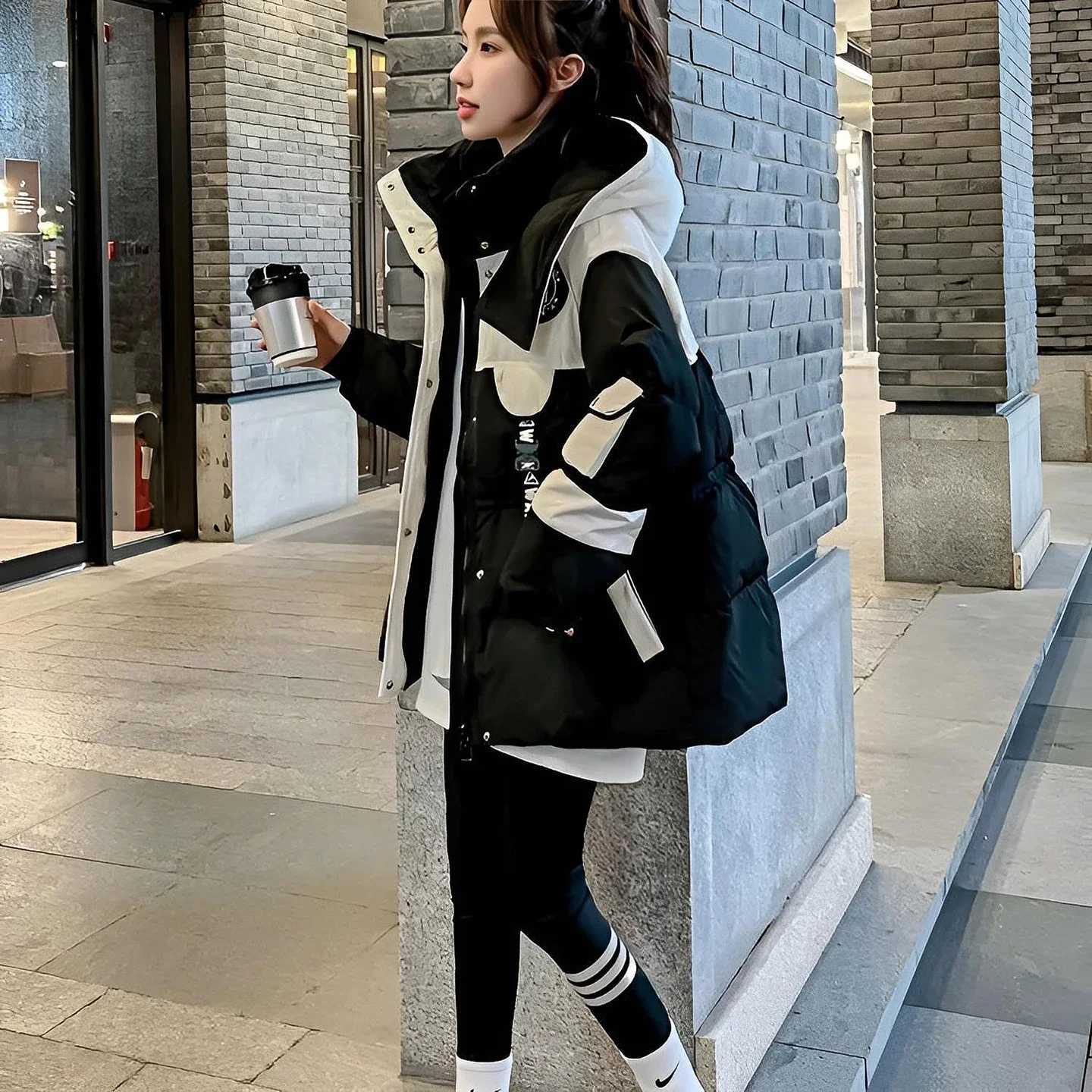 Women's Down Parkas Elegant Thickened Oversized Women's down Jacket Fashionable Outerwear Parka Style Winter Coat Korean Style Straight Cu