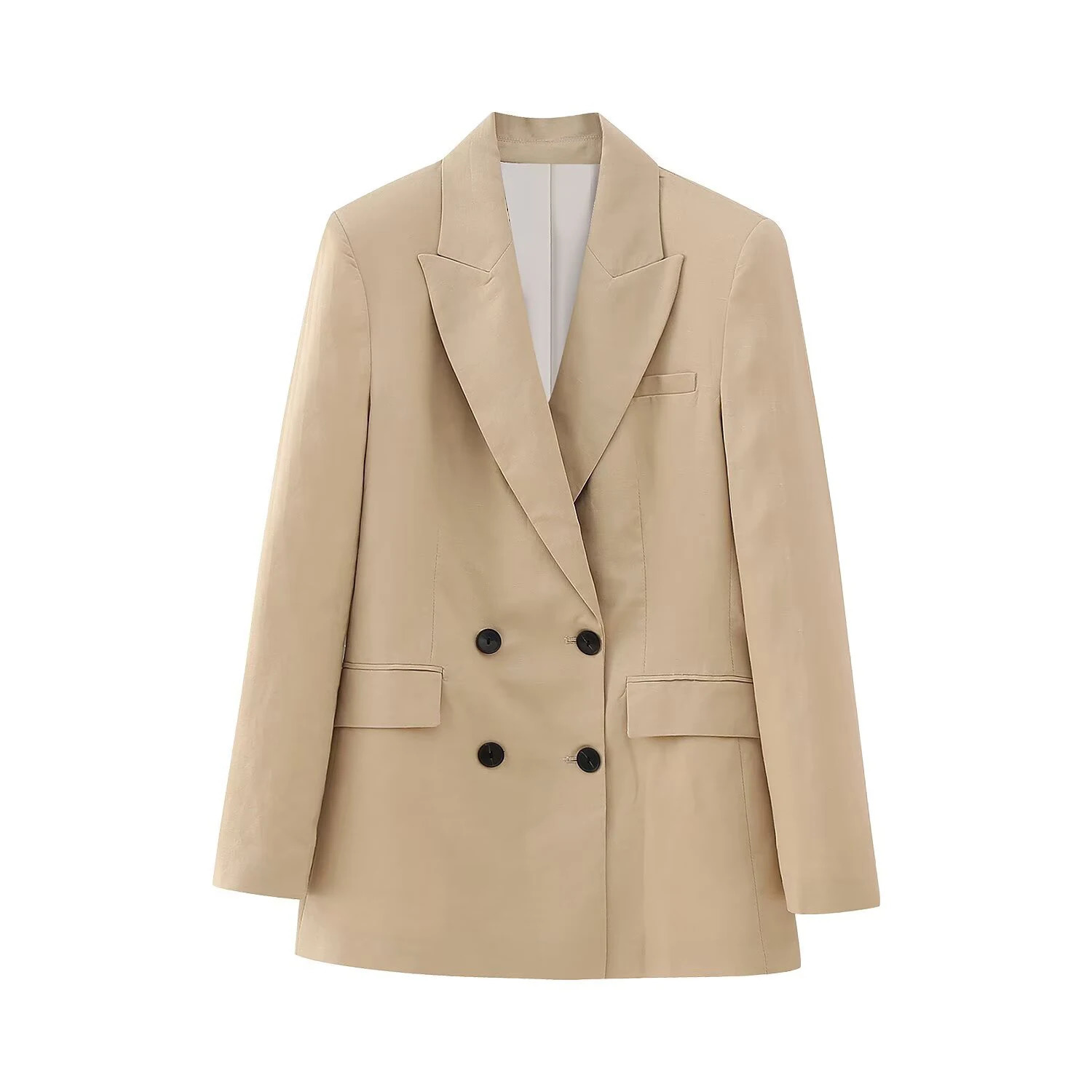 European and American style 2026 autumn women's fashion versatile double breasted slim fit suit jacket 261015
