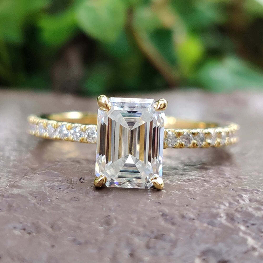 Custom High Quality 10k 14k 18k Solid Real Gold Vvs Moissanite Solitaire Certified Wedding Engagement Rings Women Men Jewelry