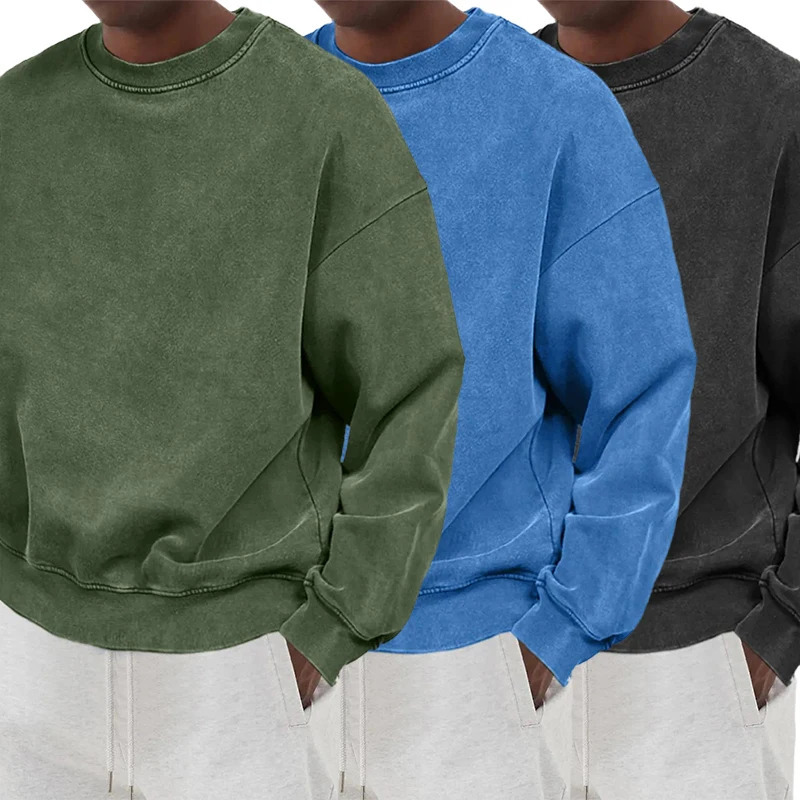 Vintage Solid Sweatshirts Male Washed Cotton Sportswear Warm Autumn Pullovers Casual Comfy Hoodie Fashion Oversized Streetwers 261017