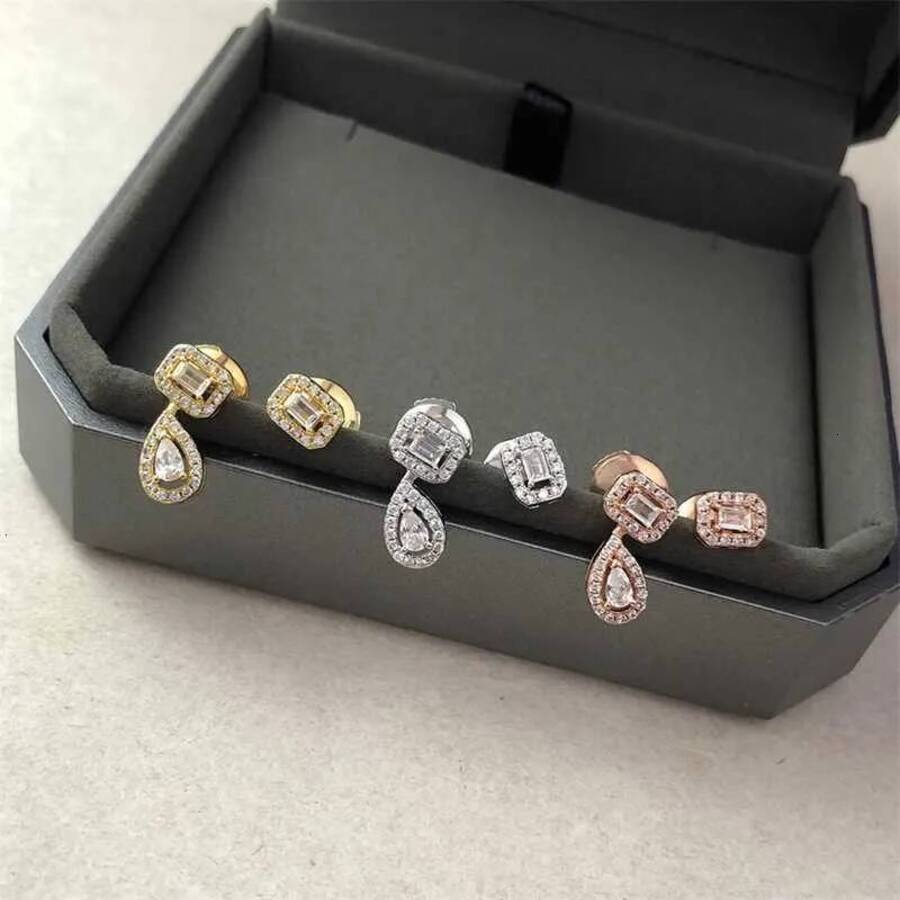 Diamond Stud Earrings Designer For Women Pendant Bijoux Silver Asymmetrical Geometric perfume Water Drop Dainty Elegant Earring Jewelry cologne Part