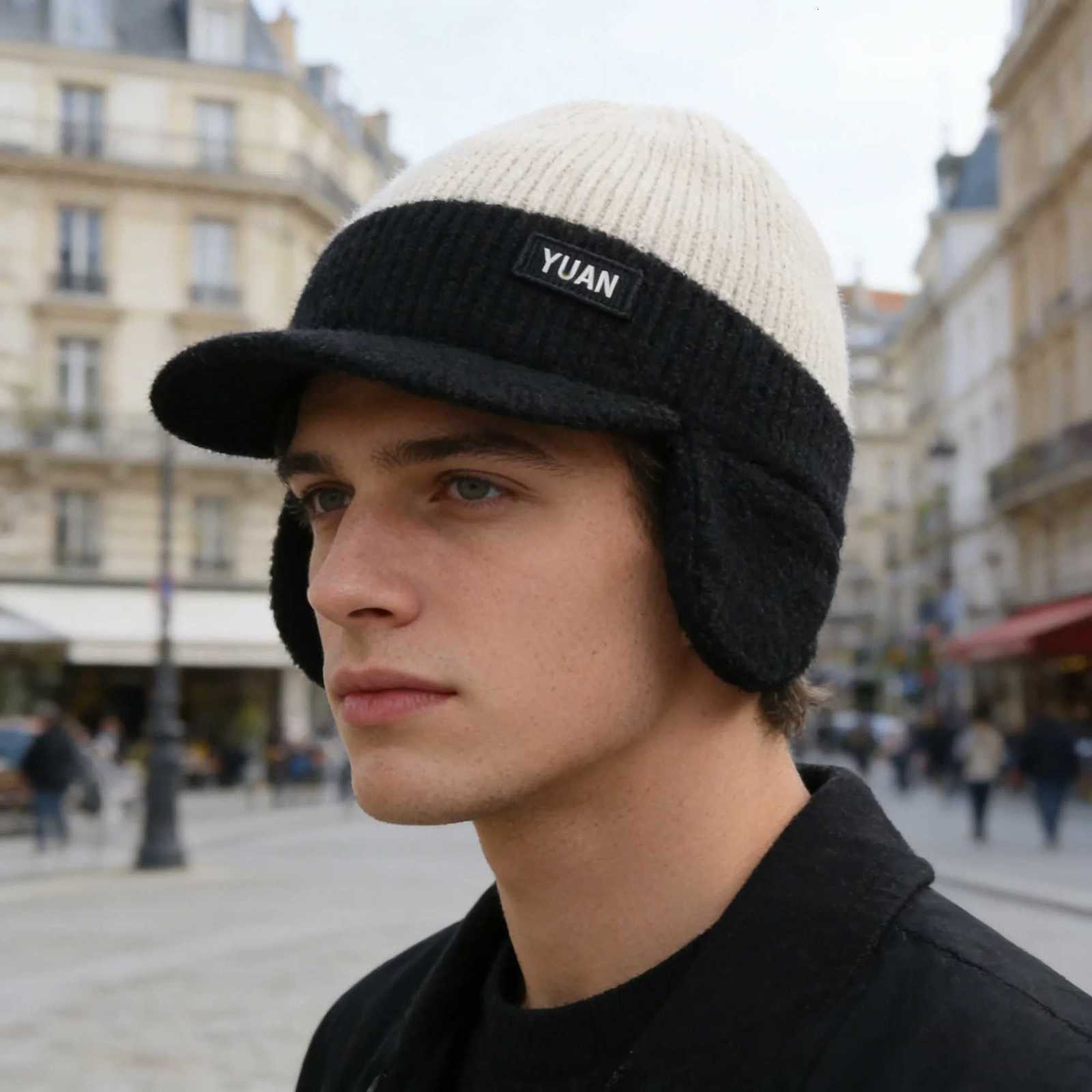 Trapper Hats Thick Warm Ear Flap Knit Hat Fleece Lined Ear Protection Beanie Windproof Winter Headwear for Skiing Hiking Daily CasualT261017