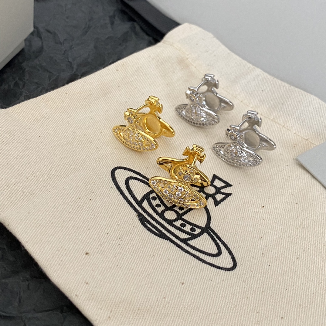 Fashion Designer Plated Gold Silver Zircon Saturn Earrings Luxurious Gifts Suitable For Women To Create Exquisite And Elegant Jewelry